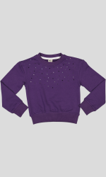 SWEAT COL ROND MOLLETON COTON ELASTHANNE AVEC STRASS – Image 3